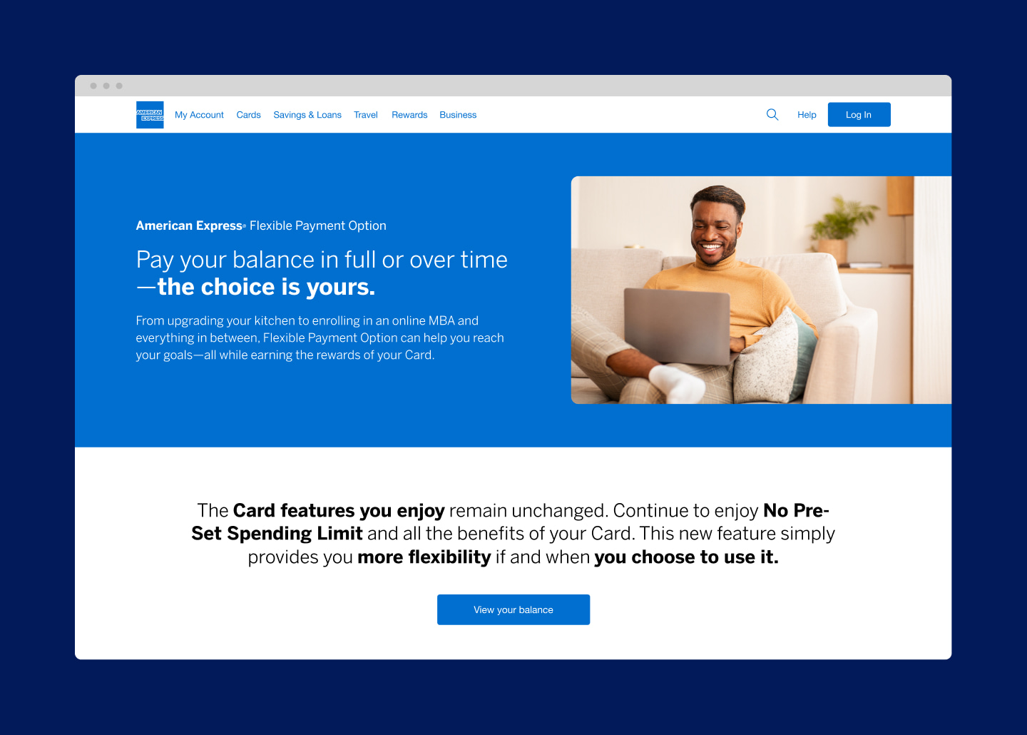 American Expresse Flexible Payment Option hero