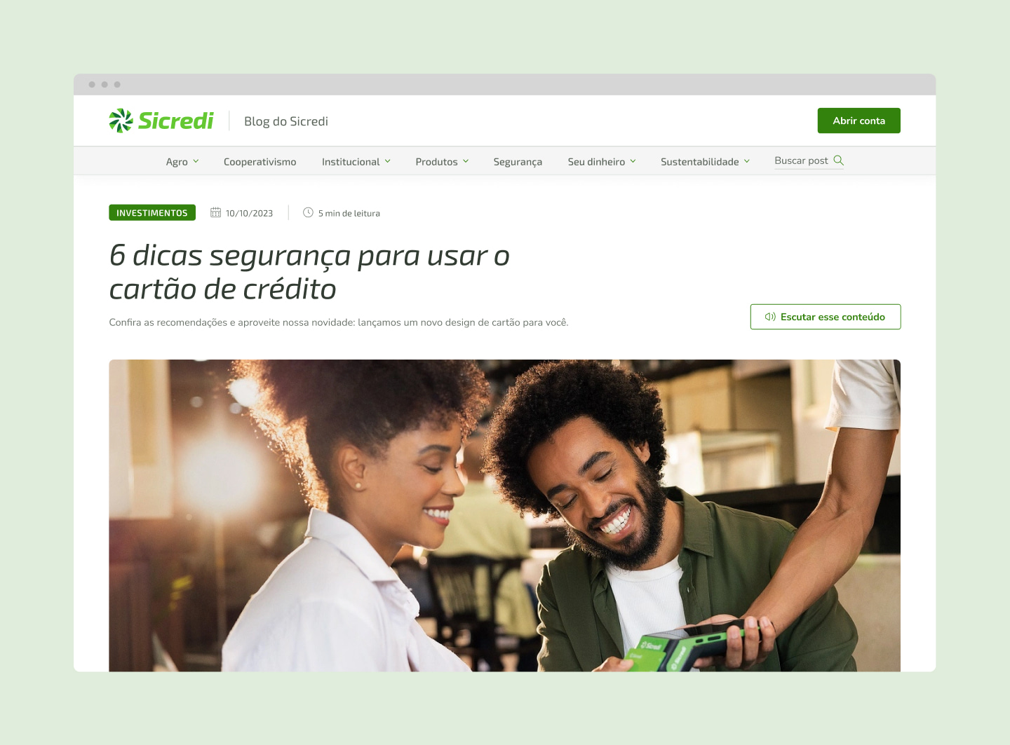 Blog do Sicredi (Sicredi Blog) post page