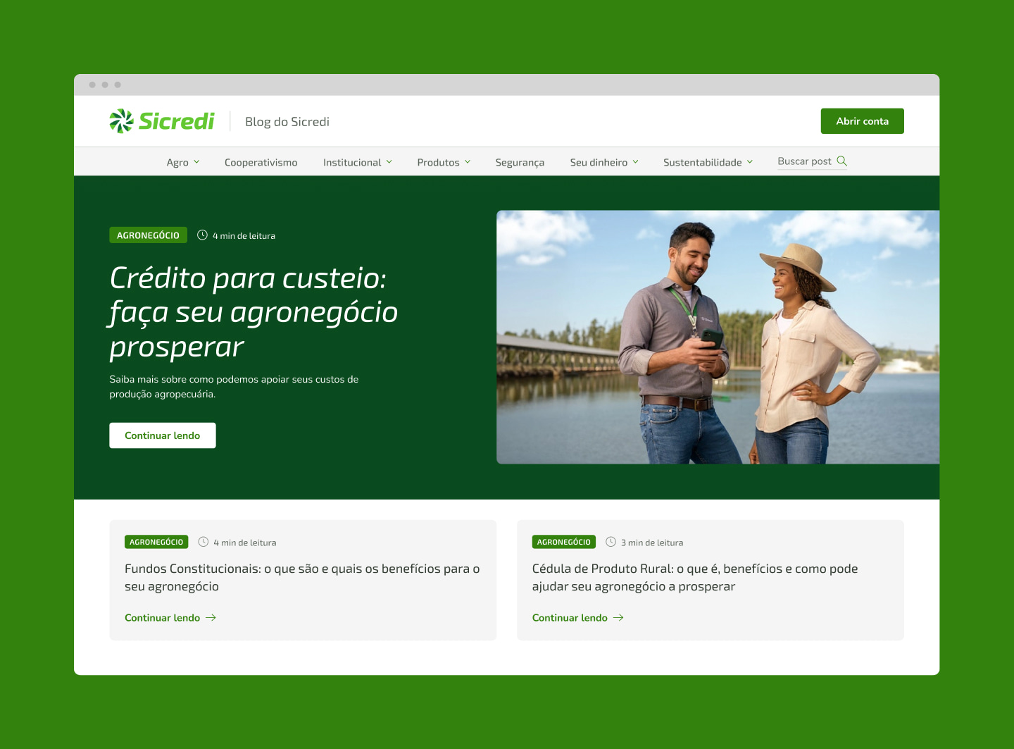Blog do Sicredi (Sicredi Blog) homepage hero